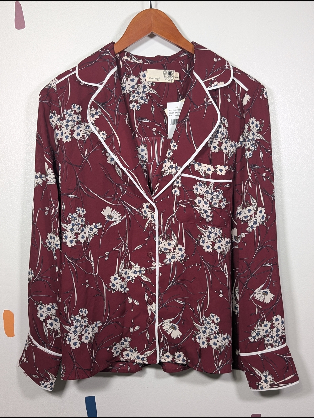 everleigh Burgundy Floral Print Blouse